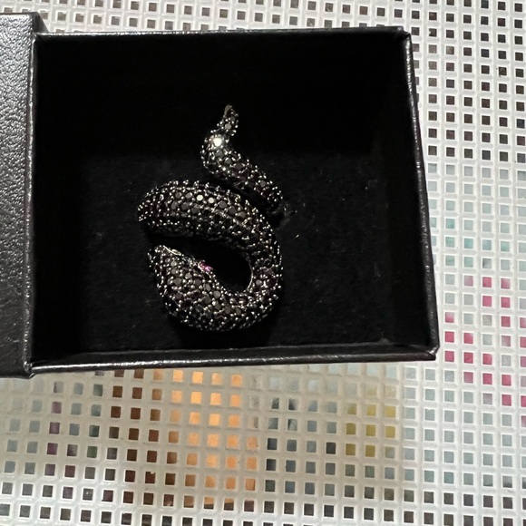 Stirring Silver 926 stamped and tested pave CZ snake ring NIOB - Picture 6 of 13